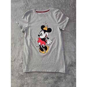 Disney Minnie Mouse T-Shirt Gray‎ Graphic Print Cotton Blend Size L